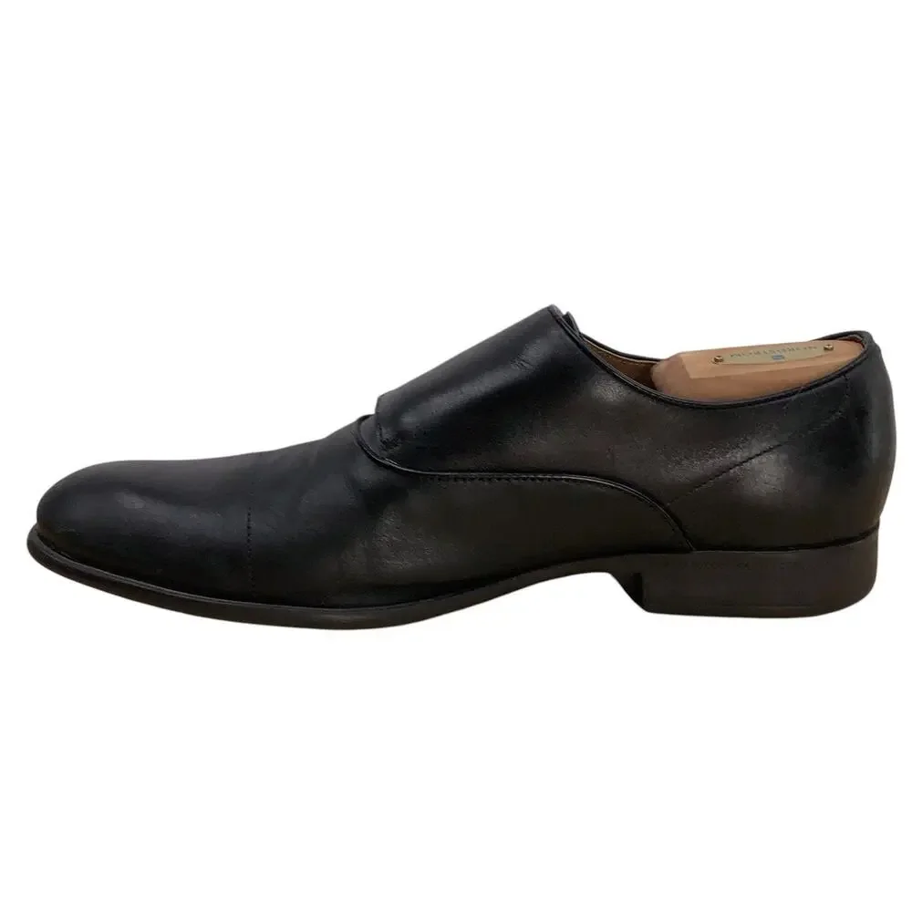 John Varvatos Shoes Mens 9.5M Double Monk Strap Cap Toe Black Leather Dress